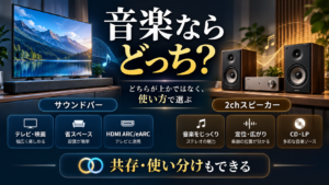 サウンドバーと2chスピーカーはどっち？音楽・映画・接続・使い勝手を徹底比較